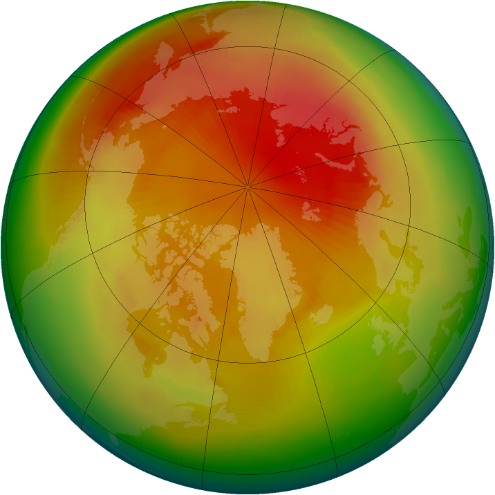 Arctic ozone map for April 1988